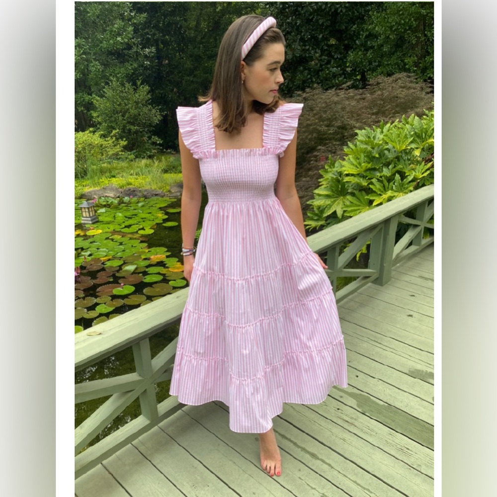 Hill House Home Bubblegum Stripe Pink and White Ellie Nap Dress